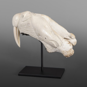 Walrus and Whale Sam Dimmick Inupiat Fossilized walrus jaw, ivory, baleen 10” x 9” x 10” $2500