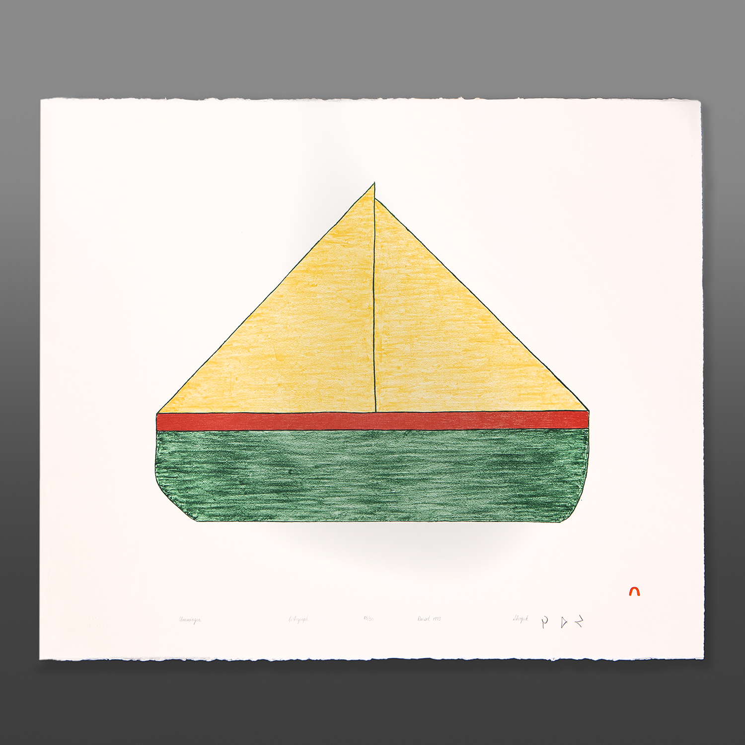 Ummiaqoa Toy Boat Sheojuk Etidloie Inuit Lithograph 27" x 22" $900