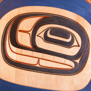 Gwisgwaasgm Gyemgm Aatk - Blue MoonClifton Guthrie
TsimshianRed cedar, paint
32½” dia. x 1”Sold