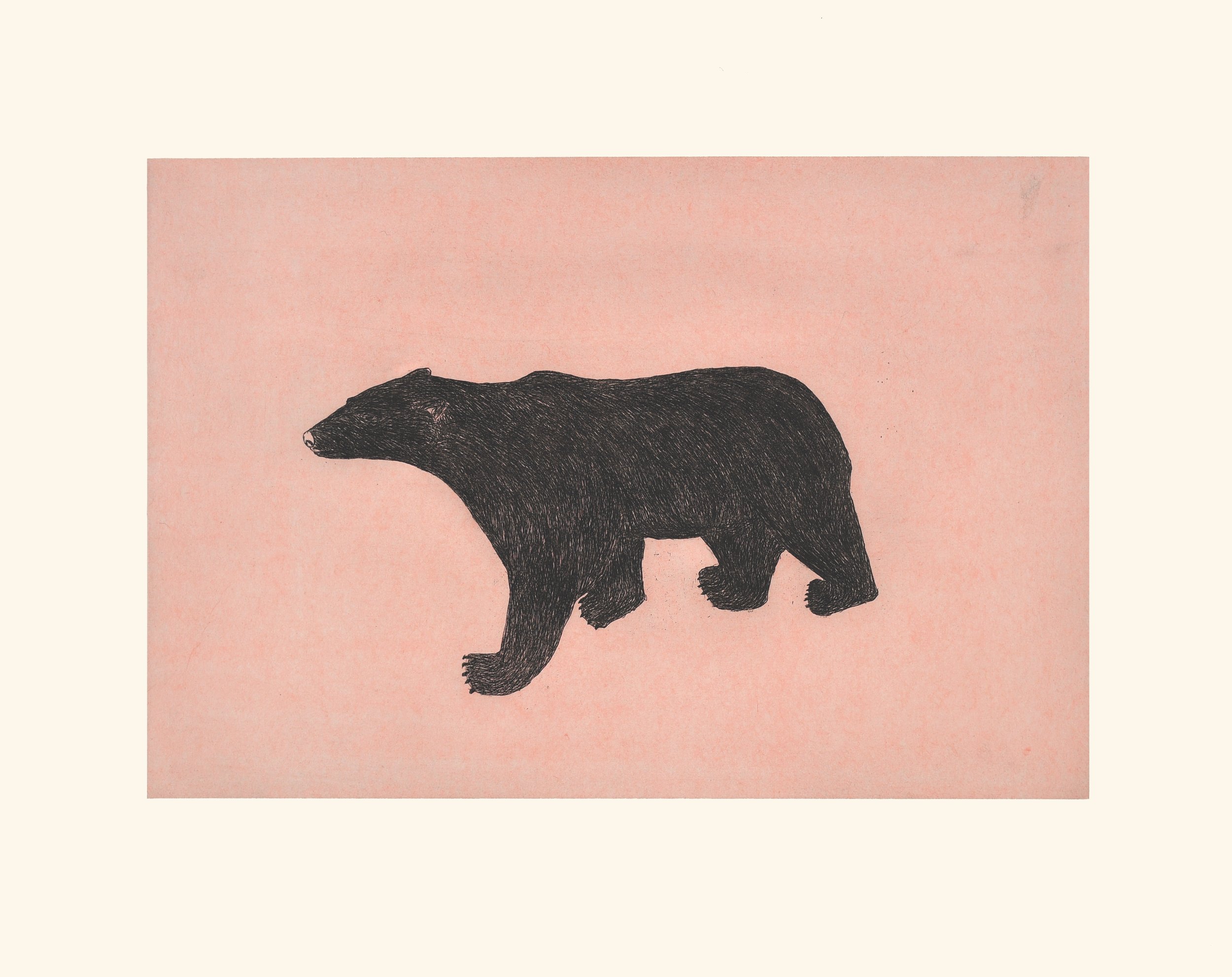OHITO ASHOONA Prowling Bear inuit arctic Etching Chine Collé