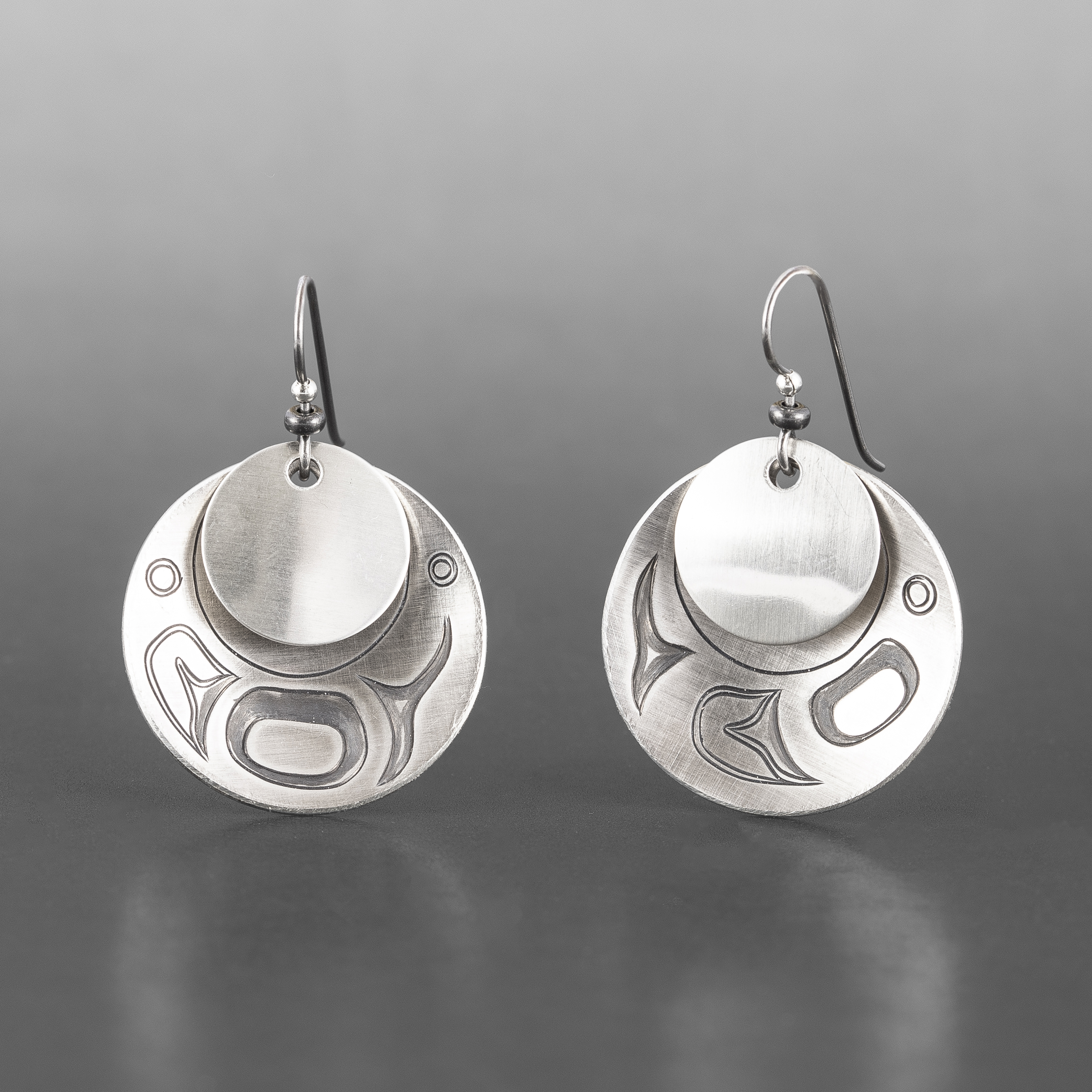 Moonshadow Earrings
Jennifer Younger
Tlingit
Silver
1 ¼” dia.
$200