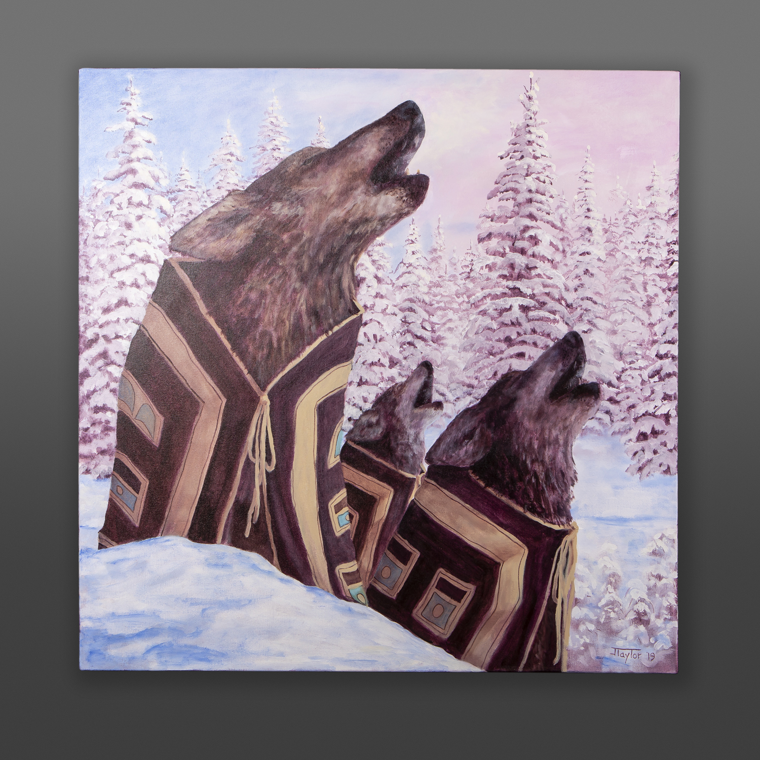 A Song at Dusk Jean Taylor Tlingit Wolves painting