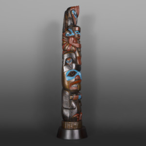 Woodcarver's bronze Totem Preston Singletary Tlingit beaver woodpecker