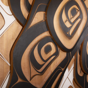 Phil Gray Tsimshian contemporary carved panel cedar thunderbird