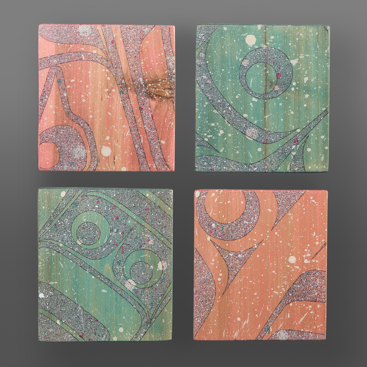 Wild SalmonClinton Work
Kwakwaka'wakwAcrylic on cedar block
5” x 5” x 1” each$800 /set