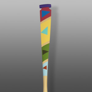 Simple Yet Complex Paddle
Steve Smith -  Dla'kwagila
Oweekeno
Yellow cedar, paint
62" x 5½” x 1½”
$4600