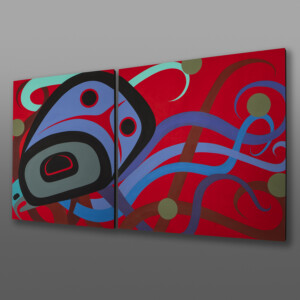 Passion (Octopus Diptych)  Steve Smith - Dla'kwagila Oweekeno Acrylic painting on birch panels