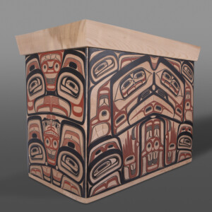 Eagle & Bear Chief's Chest
David Boxley
Tsimshian
Red cedar, paint
26" x 18½" x 34½"
$25,000