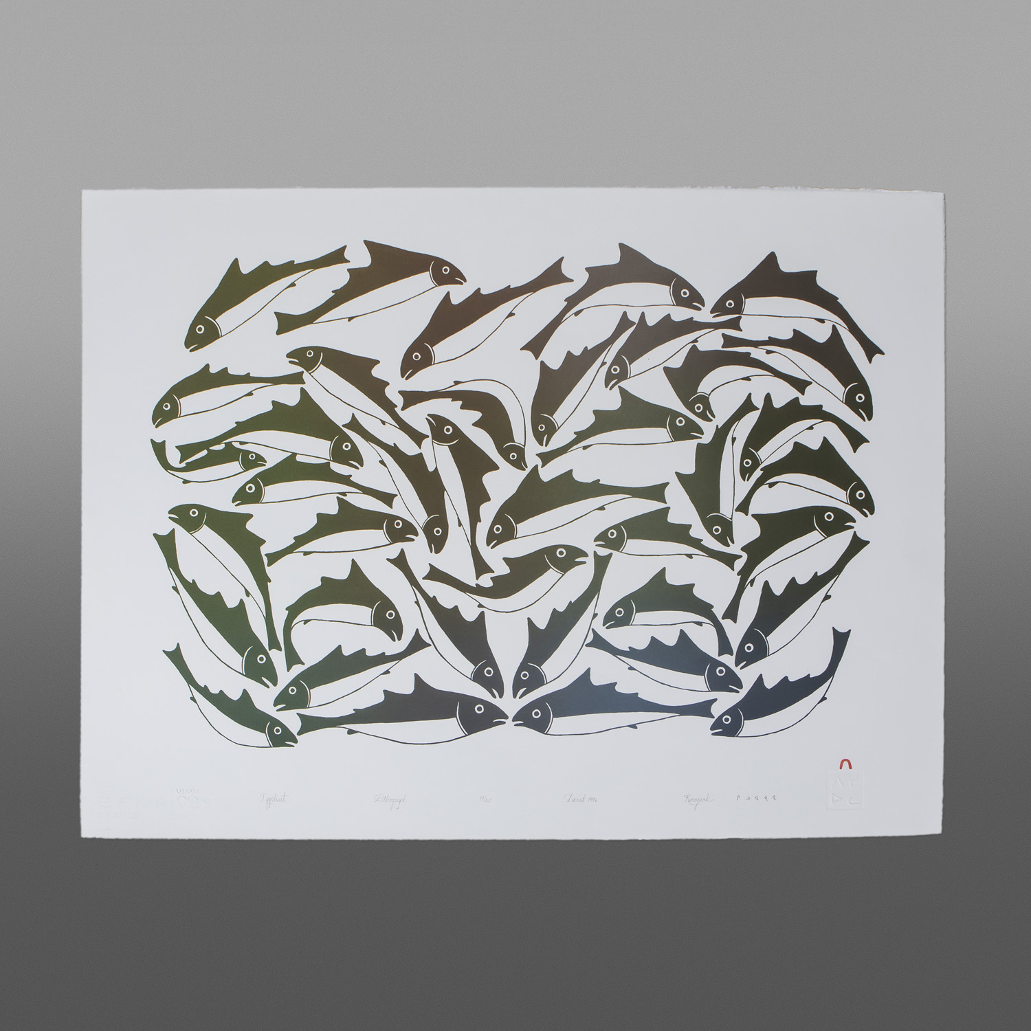 Iqqaluiit
Kenojuak Ashevak (1927-2013)
Inuit
Lithograph (1996)
30" x 22"
