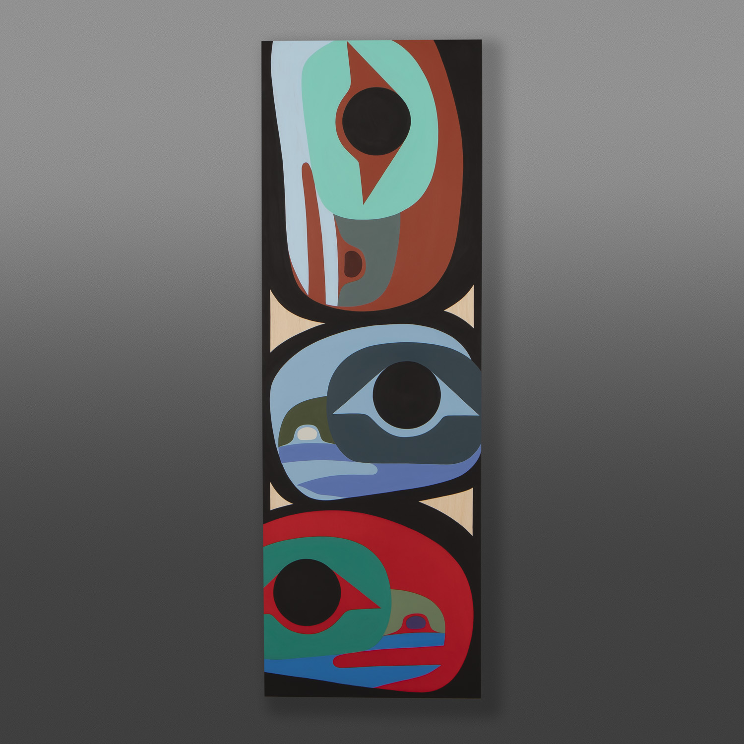 Raven Family
Steve Smith - Dla'kwagila
Oweekeno
Acrylic on birch panel
36" x 12" x 1½"
$1700