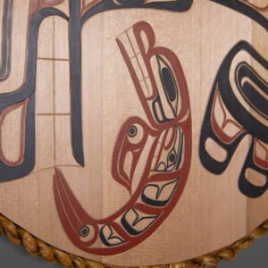 Orca & the Seal Panel
David A Boxley
Tsimshian
Red cedar, cedar rope, paint
24" dia. x 1"
$4900