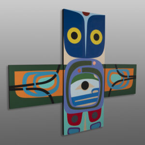 Ancient Owl Totem
Steve Smith - Dla'kwagila
Oweekeno
Acrylic on birch panel, triptych
60" x 72"
$12,000