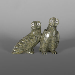 Owl Couple
Adamie Quamagia
Inuit
Serpentine, bone
6" x 4 1/2" x 2"
$600