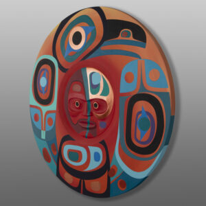 Raven's Red Moon
Steve Smith - Dla'kwagila
Oweekeno
Red cedar, paint
36" dia. x 2"
$12,500