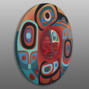 Raven's Red Moon
Steve Smith - Dla'kwagila
Oweekeno
Red cedar, paint
36" dia. x 2"
$12,500