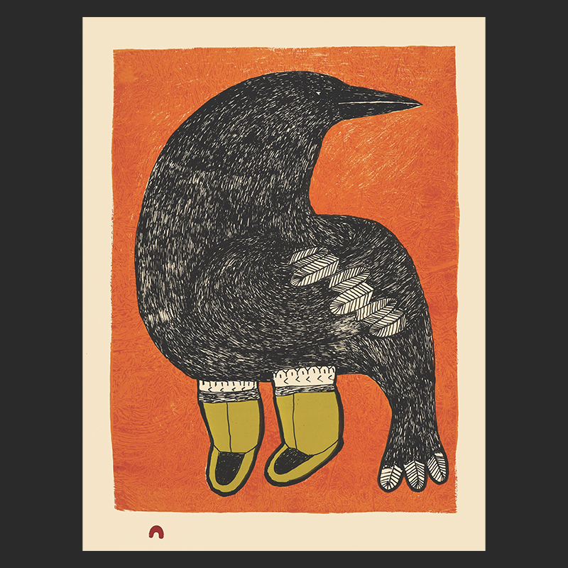 NINGIUKULU TEEVEE
12. Painted Raven
Lithograph
Paper: Arches Cover Cream
Printer: Nujalia Quvianaqtuliaq
40.4 x 30.4 cm
16" x 12"
$ 600
480