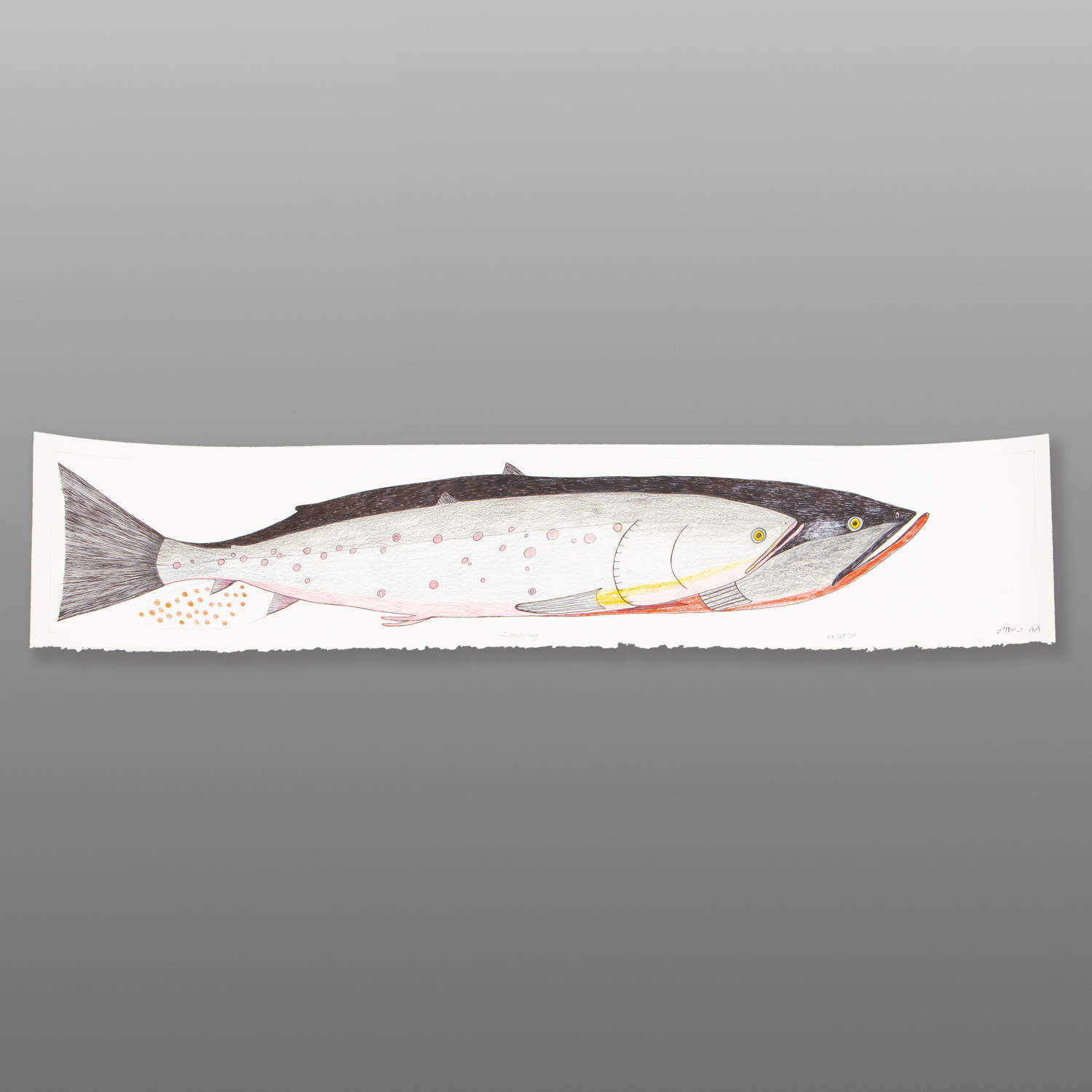 Spawning
Ningiukulu Teevee
Inuit
Colored pencil, ink on paper
30" x 6¼"
$CD 151-1508