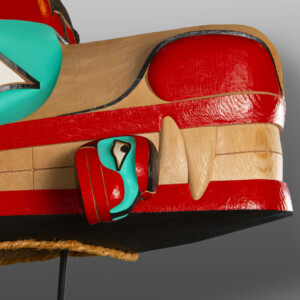 Wasgo & Three Killer Whales
Lyle Campbell
Haida
Red cedar, cedar bark, paint
20" x 20" x 15"
$19,000
mask show 2024