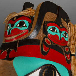 Wasgo & Three Killer Whales
Lyle Campbell
Haida
Red cedar, cedar bark, paint
20" x 20" x 15"
$19,000
mask show 2024