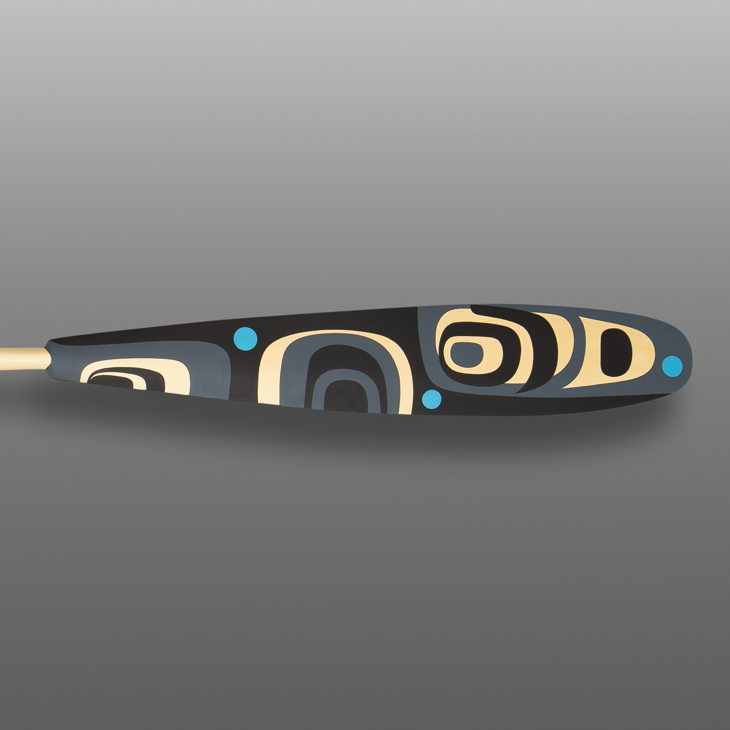 Killerwhale Spirit Paddle II Steve Smith - Dla'kwagila
OweekenoYellow cedar, paint
62½” x 5¾” x 1½”$7800