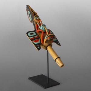 Shaman's Rattle (2002)
Freda Diesing
HaidaAlder, paint, custom stand
13" x 4" x 5"
$9800