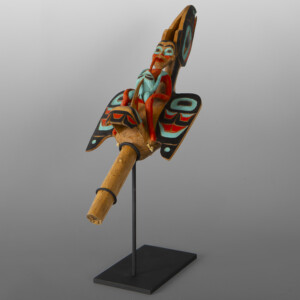 Shaman's Rattle (2002)
Freda Diesing
HaidaAlder, paint, custom stand
13" x 4" x 5"
$9800