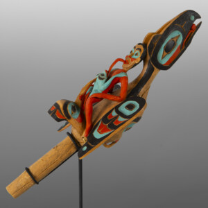 Shaman's Rattle (2002)
Freda Diesing
HaidaAlder, paint, custom stand
13" x 4" x 5"
$9800