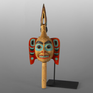 Shaman's Rattle (2002)
Freda Diesing
HaidaAlder, paint, custom stand
13" x 4" x 5"
$9800