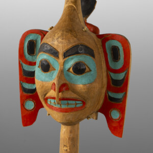 Shaman's Rattle (2002)
Freda Diesing
HaidaAlder, paint, custom stand
13" x 4" x 5"
$9800