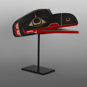 Txaamsm Raven Headdress
Shawn Aster
Tsimshian
Alder, paint, custom stand
14" x 8½” x 5”
$5800
Mask Show 2024