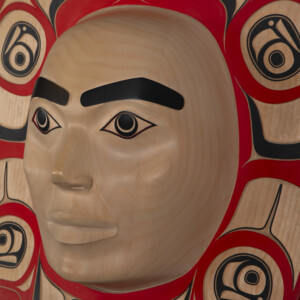 Git lax Moon
Shawn Aster
Tsimshian
Alder, paint
19" x 16½” x 5½”
$9800
Mask Show 2024