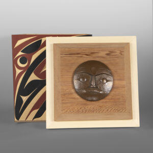 Raven & Blue Jay Bentwood Box
Andy Peterson
Coast Salish
Yellow & red cedar, cold-cast bronze, paint
23" x 18" x 18"
$4500