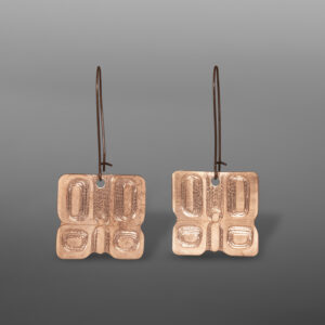 Mondrian-style Butterfly Earrings
Jennifer Younger
Tlingit
Copper
1" x 1"
$300
JY5