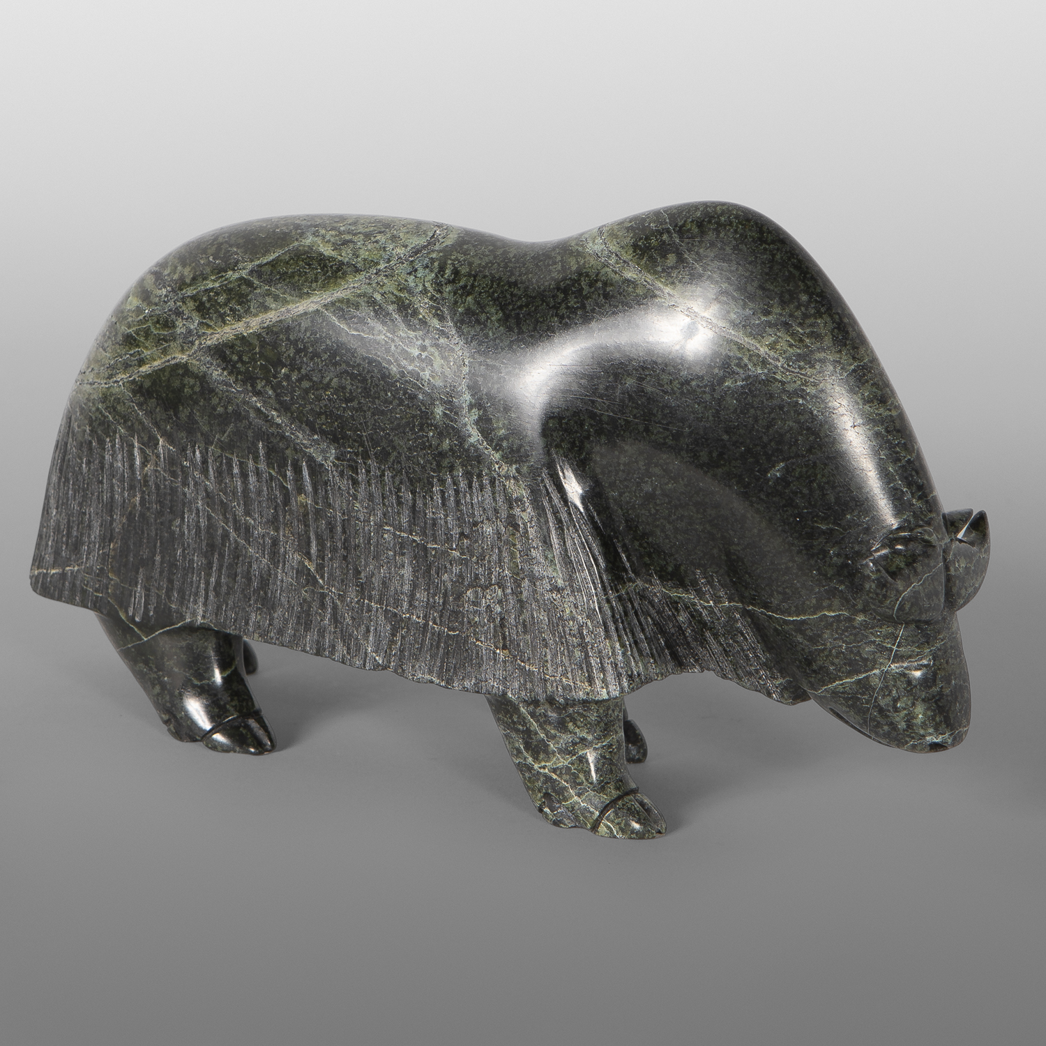 Great Muskox
Noah Jaw
Inuit
Serpentine
8” x 4 ½” x 3”
$1200
