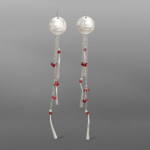 Salmon Egg & Silver Dentalia Earrings JY1