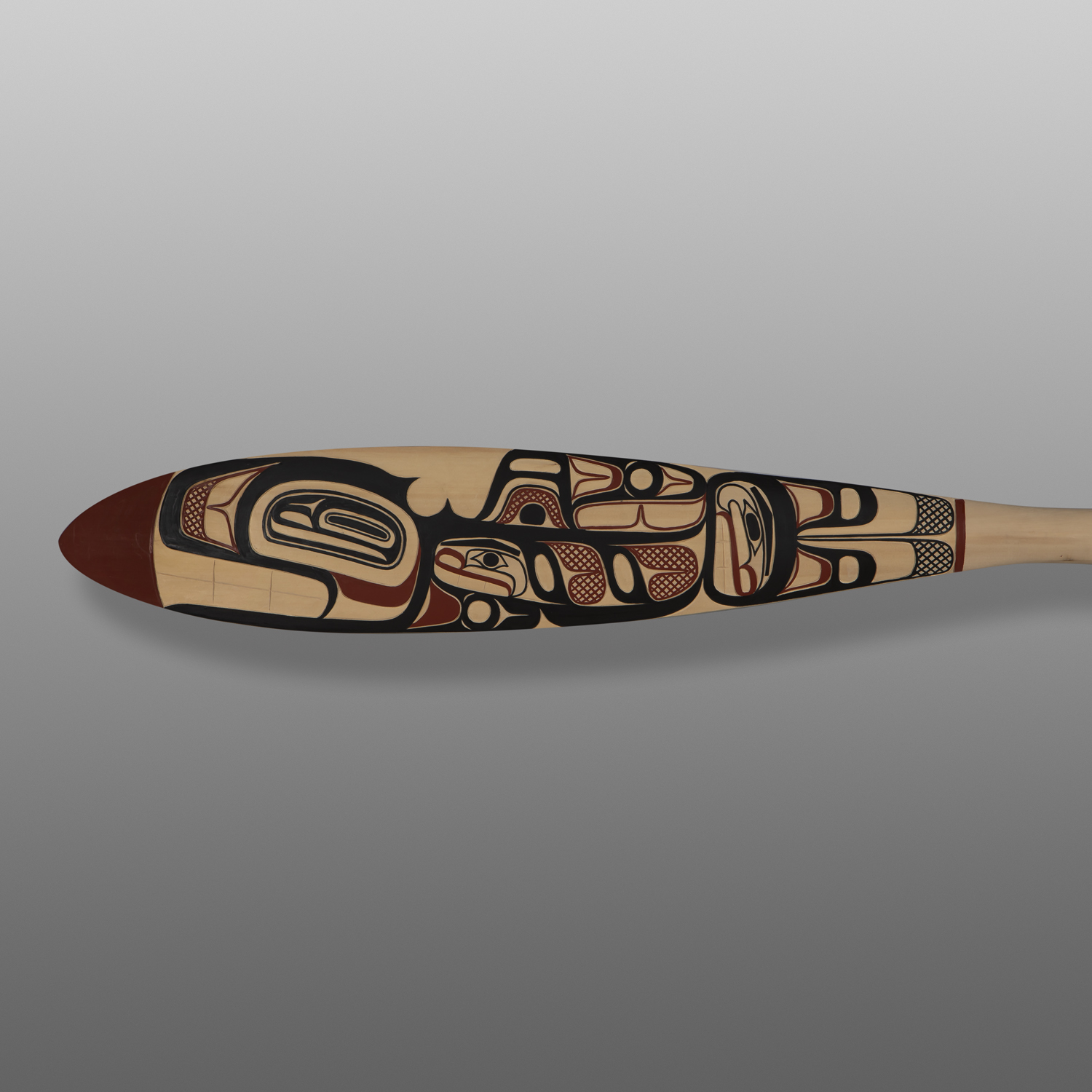 Killerwhale Paddle
David Boxley
Tsimshian
Yellow cedar, paint
61" x 6" x 1"
$4,200