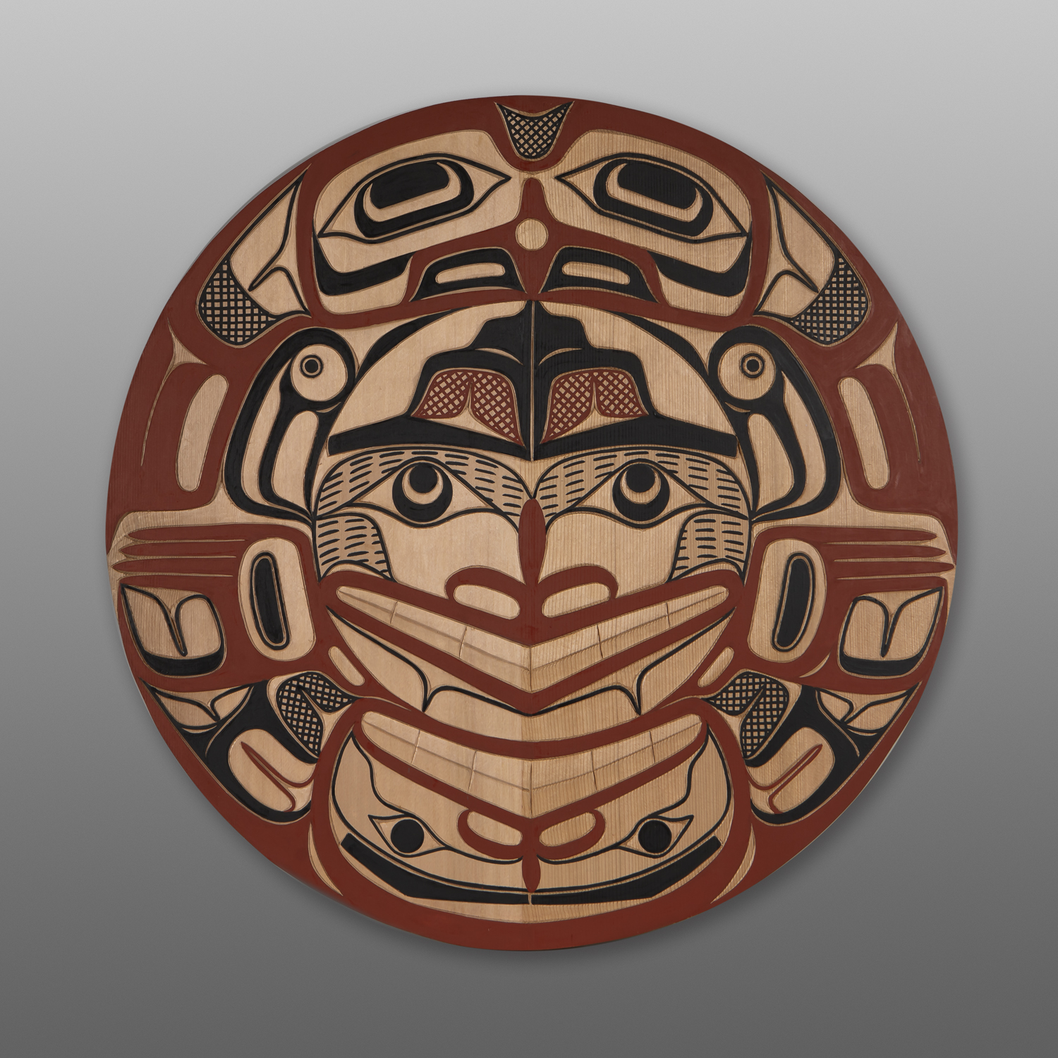Eagle & Chief Panel
David Boxley
Tsimshian
Red cedar, paint
28" dia.
$2,800