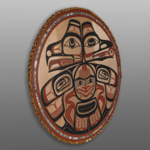 Raven & Eagle Panel
David Boxley
Tsimshian
Red cedar, abalone, paint
31" dia. x 1"
6,500
