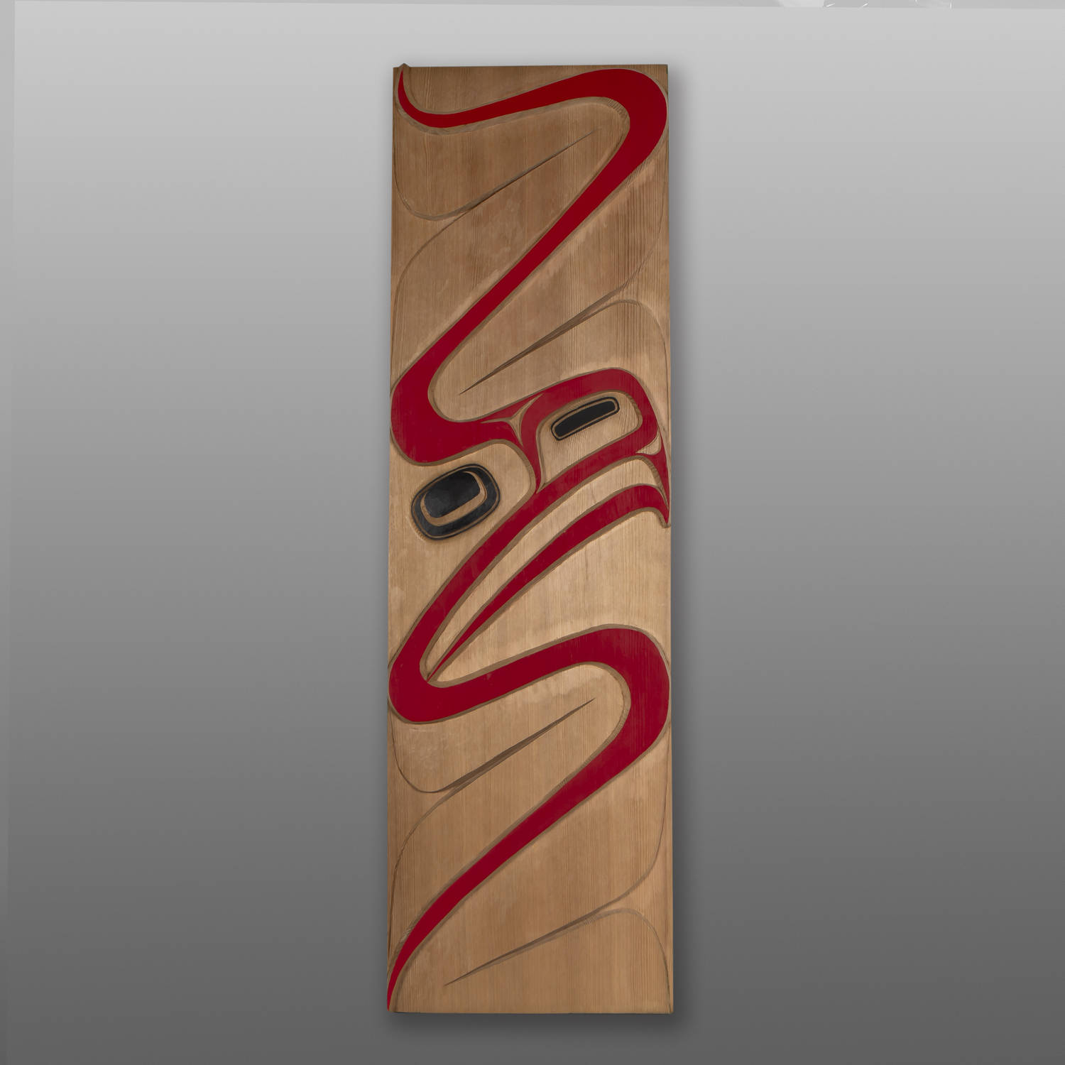 Ts'myen Eagle
Corey Moraes
Tsimshian
Red cedar, paint
39½” x 11½” x 2"
3800
Panel Show 2025
