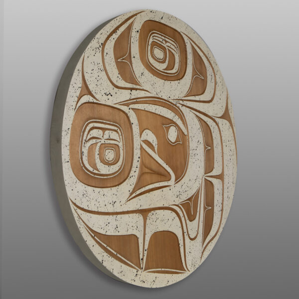 Raven with a Broken Beak Panel
Roger Smith
Haida
Red cedar, paint
35½” dia. x 2"
$6800
Panel Show 2025