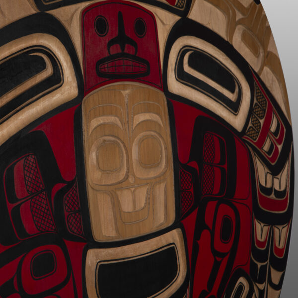 Thunderbird & Orca Panel
Corey Moraes
Tsimshian
Red cedar, paint
36" x dia. x 2"
Panel Show 2025