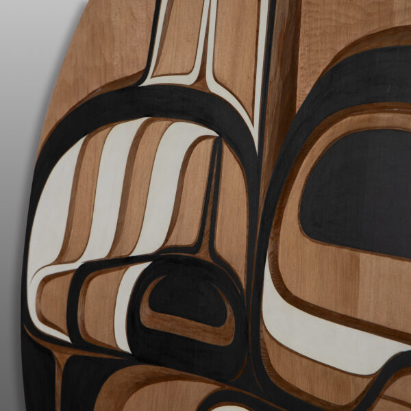 Ńeekhl – Killer Whale Panel
Harrison Martin
Tsimshian/Nisga'a
Red cedar, paint
30" dia. x 1 ¾”
3600
Panel Show 2025