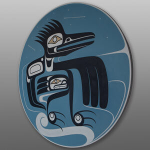 Kingfisher Riding the Wind Under Twilight Stars
Dean Hunt
Heiltsuk
Acrylic on birch panel
36" dia
$3600