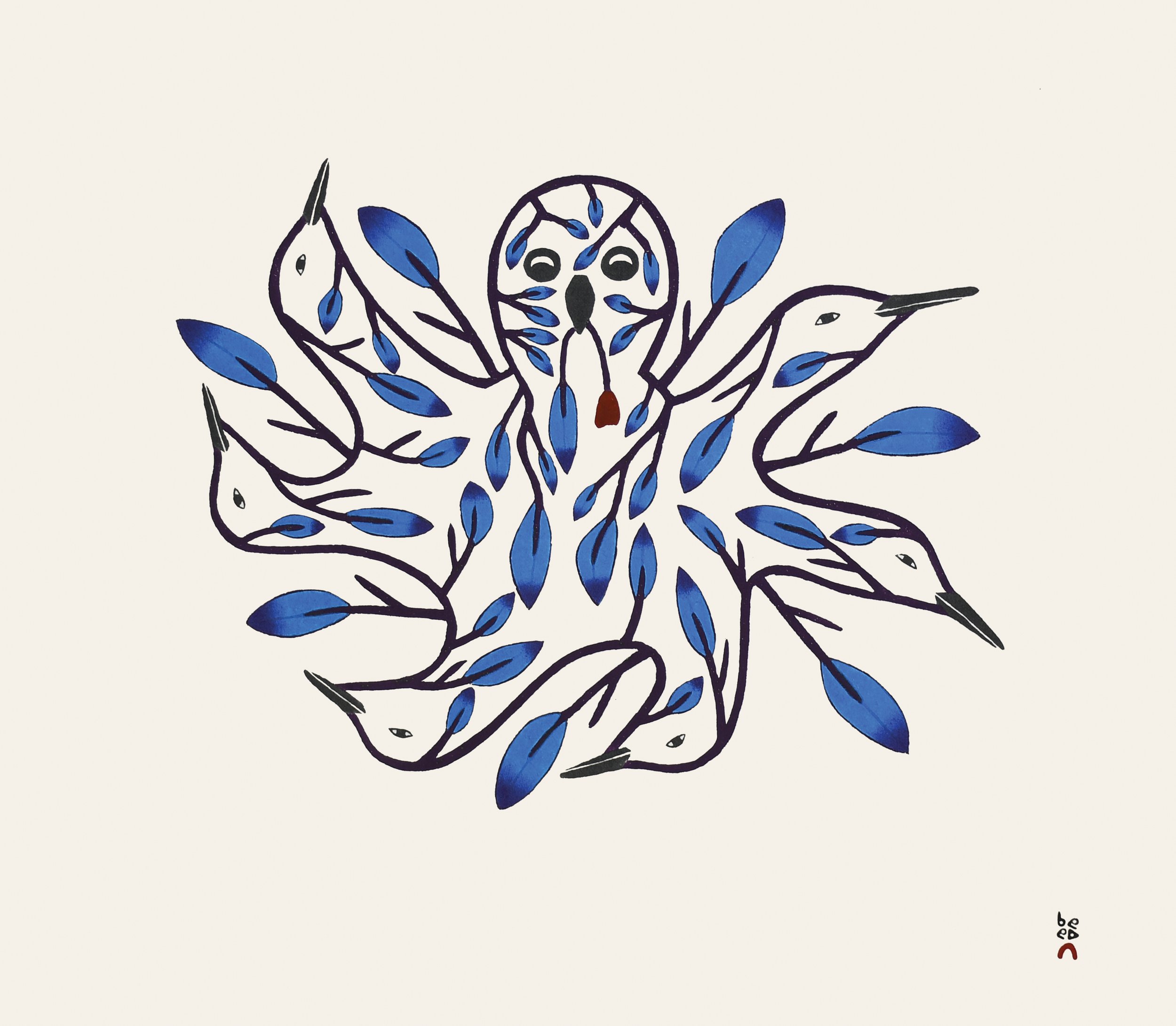 Camouflaged BirdsQavavau Manumie
InuitStonecut & Stencil
20 ¼” x 22 ¾”51.2 x 57.7 cm450