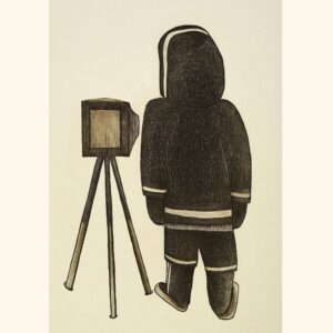 Peter Pitseolak Ajjiliuriji (Peter Pitseolak Taking Pictures)Pee Ashevak
InuitEtching & Chine Collé
28 ½” x 20 ¾”72.6 x 52.9 cm450
