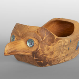 Baby Raven Bowl
Drew Yliniemi
Tsimshian
Alder, abalone
13½" x 5½" x 7½"
1,800