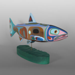 Salmon II
Steve Smith - Dla'kwagila
Oweekeno
Red cedar, paint
4" x 22½" x 10"
9,000