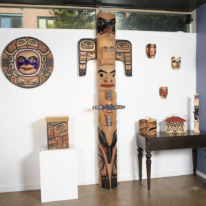 Raven Brings the Sun Totem Pole
David Boxley
Tsimshian
Red cedar, paint
108" x 34" x 20"
38,500