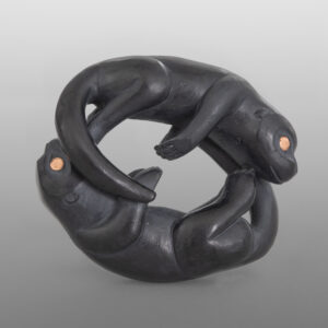 Playing Otters
Gary Olver
Woodland Cree
Argillite, copper, custom stand
1⅝” x 1½” x ¾” (4" with stand)
1800