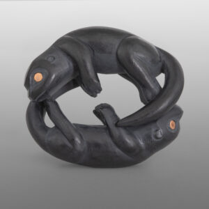Playing Otters
Gary Olver
Woodland Cree
Argillite, copper, custom stand
1⅝” x 1½” x ¾” (4" with stand)
1800